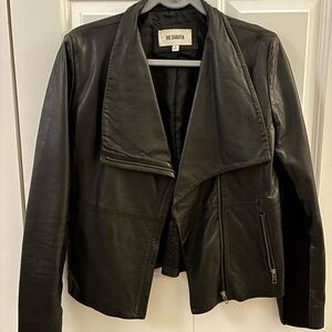 Vintage 100% Black Leather Asymmetrical Moto Jacket